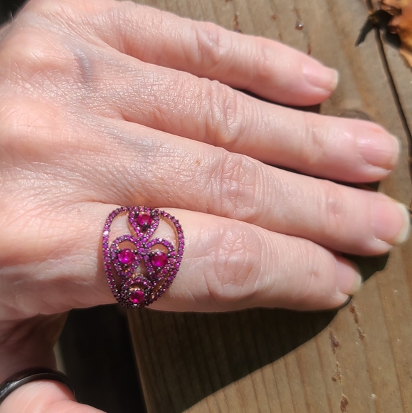 Ruby fleur-de-lis wrap ring sz 7.5 rose gold - Picture 7 of 8